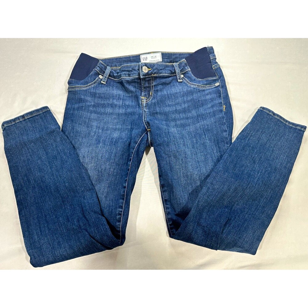 GAP Maternity Jeans 29R Blue Denim Adjustable Waist 27.5” Inseam